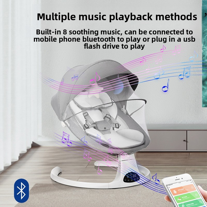 Baby Electric Rocking Chair with Adjustable Sitting and Lying Positions, Multifunctional Baby Soothing Chair, Newborn Cradle, a Magic Tool for Lulling to Sleep and Lying Down to Sleep