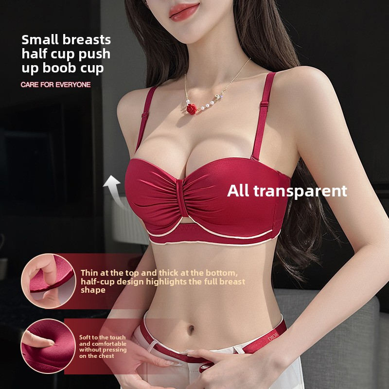 Red Underwear Set for Women in Their Zodiac Year, Small Chest Push-Up