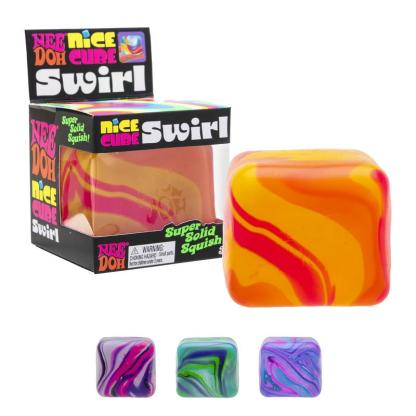 Schylling NeeDoh Nice Cube - Best-Selling Sensory Fidget Toy with a Super Solid Squish - Premium Stretchable Stress Relief Toy - One Random Color