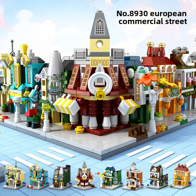 Compatible with Lego City Architecture Street View Building Blocks, Commercial Street Puzzle Ornaments, Children's Toys for Boys and Girls as Children's Day Gifts