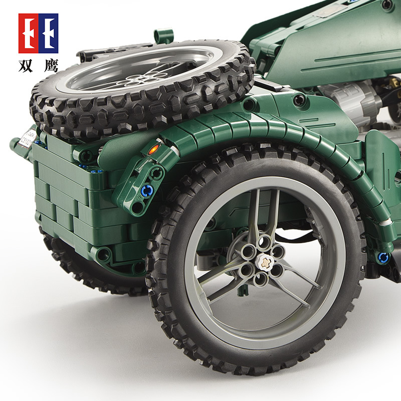 Double Eagle Electric Assembled Remote Control Motorcycle Building Blocks - World War II Military Model, Technological Mechanical Set, Intellectual Toy for Boys