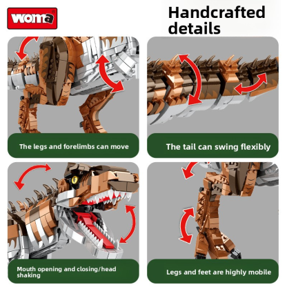 Woma Children's Building Blocks Gift Box: Dinosaur Giganotosaurus Small Particle Educational Toy for Adults with High-Difficulty Assembly