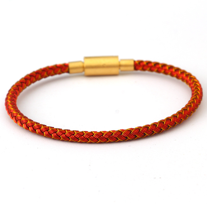 [Buy one, get three]Steel wire bracelet, leather cord woven red string