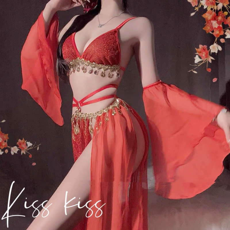 Sexy Lingerie Sexy Strap Ancient Style Retro Bellyband Female Hanfu Lace Dress Set
