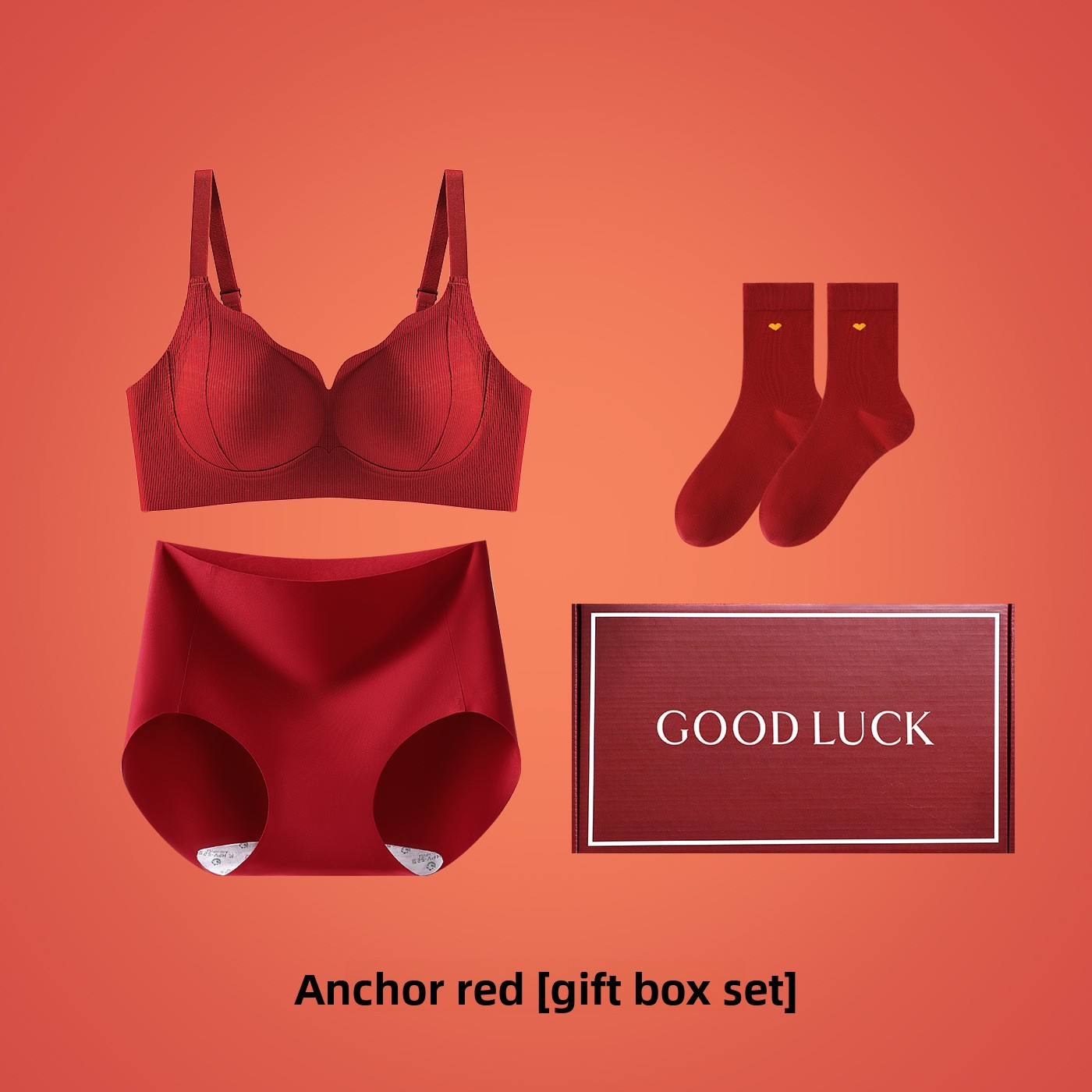 Red Underwear Wedding Bride Bra Set Gift Box Women's Zodiac Year Seamless Antibacterial Panties Small Chest Push-Up Beautiful Back