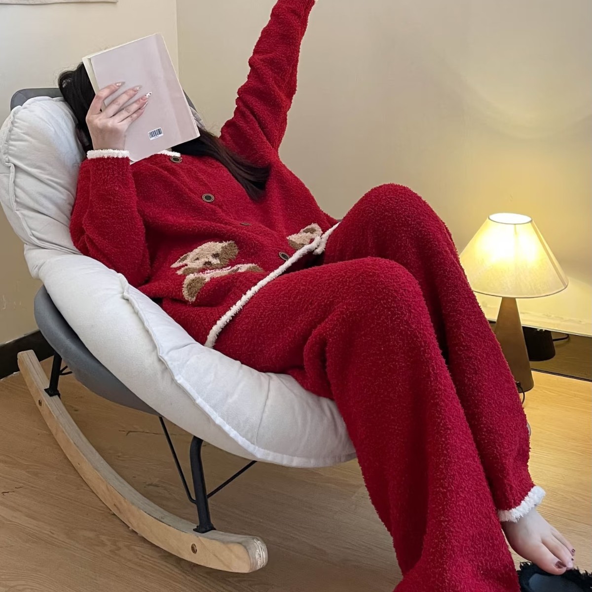 New Year Red Pajamas Female Cartoon Bear Pajamas Home Clothes