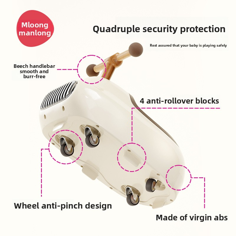 Manlong Peanut Cart New Anti-Rollover Baby Scooter, Baby Dundeniu Niu Vehicle, 1-3 Years Old Children's Twist Car