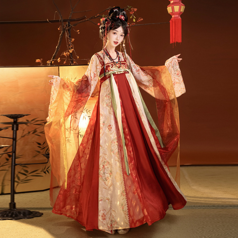 Red Hanfu for Women, Tang Dynasty Style, Improved Ancient Costume