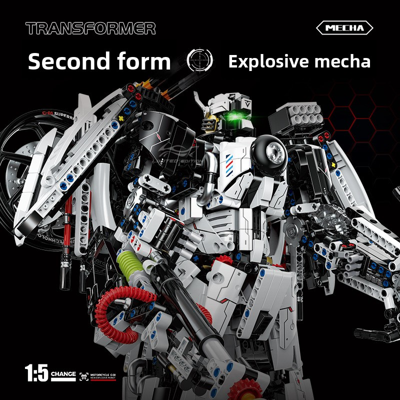 Guli 60520 Route C-01 S1:5 Motorcycle Mecha Transformable Assembled Building Blocks, High-Difficulty Toy for Boys