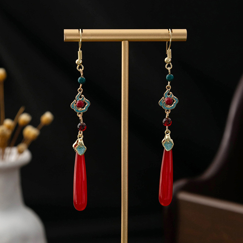 Ancient Style Red Chinese Earrings
