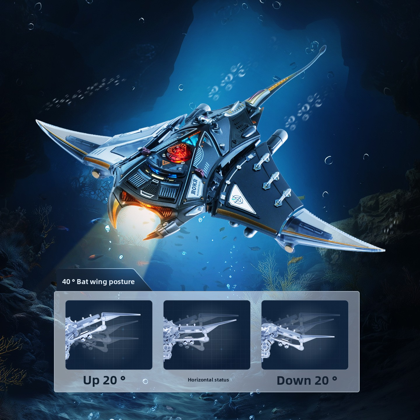 Ruoke Mechanical Species Manta Ray: Building Block Assembly Model, Handmade 3D Puzzle, Birthday Gift for Boys and Teenage Boys