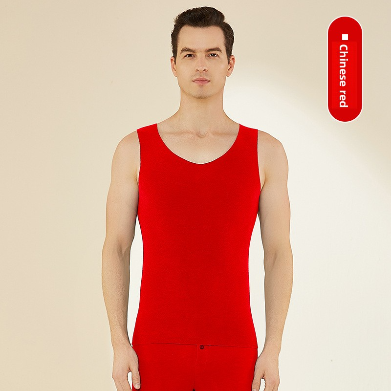 Silk Cashmere Thermal Underwear Vest for Men, Fleece-Lined and Thickened