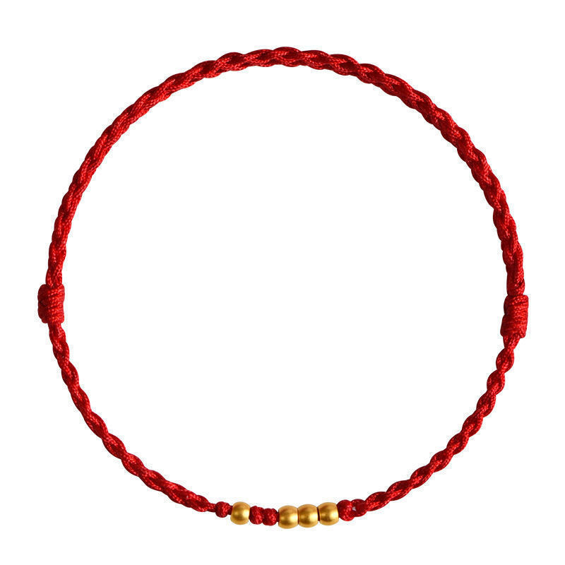 [Buy one, get three]Red Rope Bracelet Lifetime 1314 Ancient Method Sand Gold Fortune Bead Handwoven Love Best Friend Couple Bracelet Style
