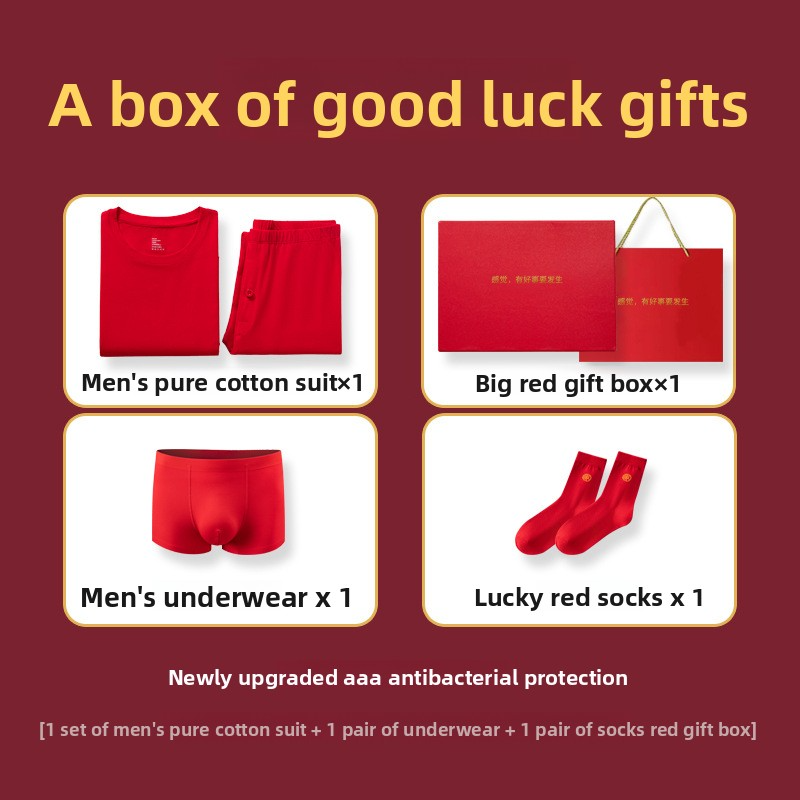 Red Thermal Underwear Set for Men Long Johns