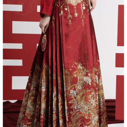 Red Horse Face Skirt Wedding Chinese Style Suit