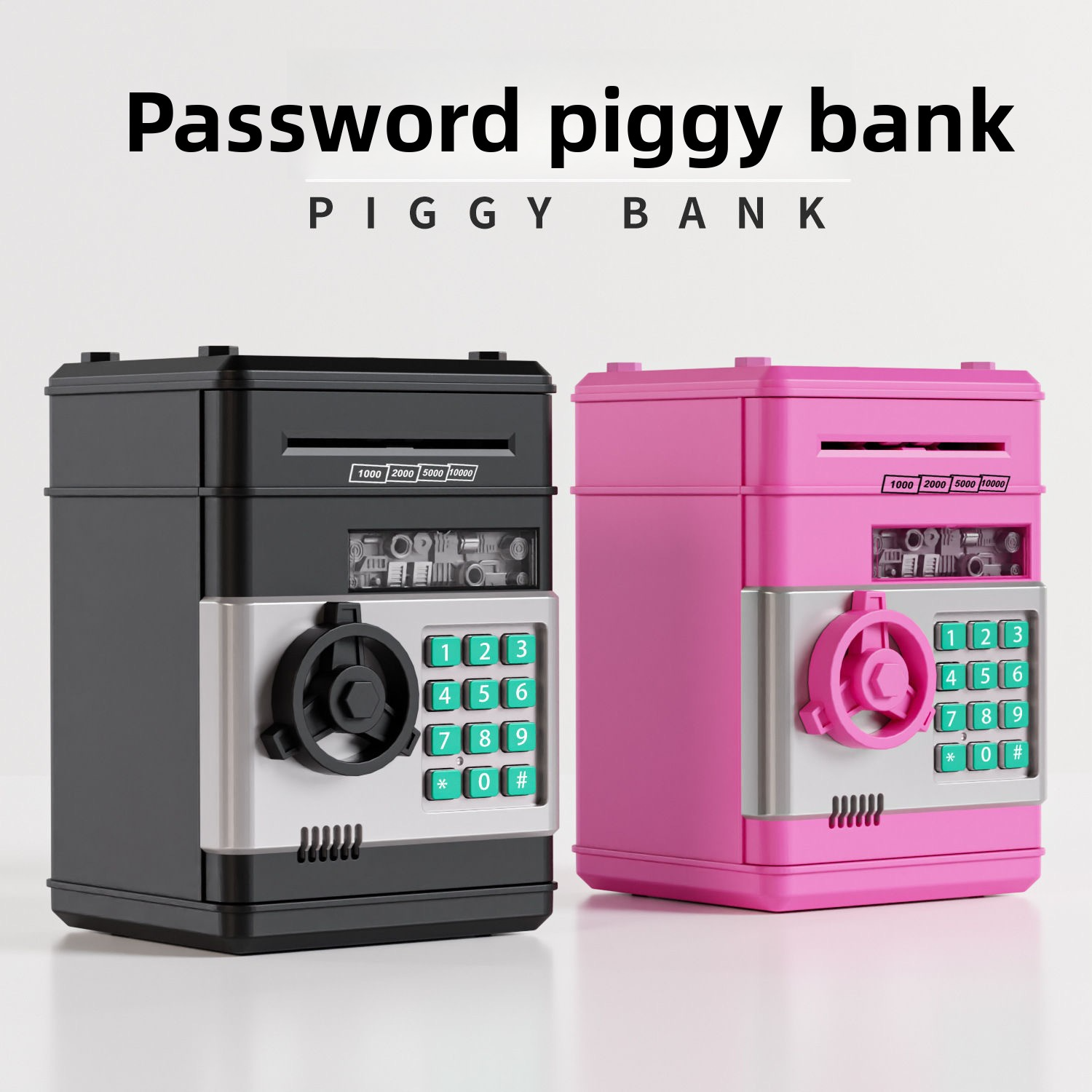Children's Piggy Bank Password Box with Automatic Money Rolling, Fingerprint, Electric Sound and Light, Large Capacity, Simulated Intelligent Deposit Machine