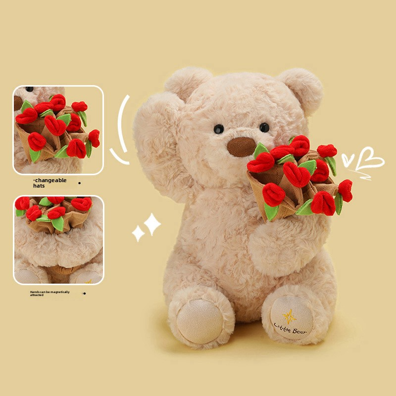 Genuine versatile rose bear doll, 520 Valentine's Day gift, rose confession bear, quality small teddy bear