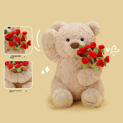 Genuine versatile rose bear doll, 520 Valentine's Day gift, rose confession bear, quality small teddy bear