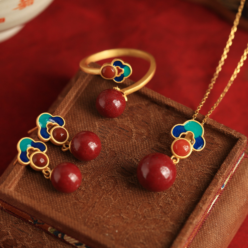 Xiangyun Purple Gold Sand Earrings