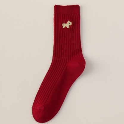 【Buy one, get three】Zodiac Year of the Horse Red Socks Men's Cotton Socks 