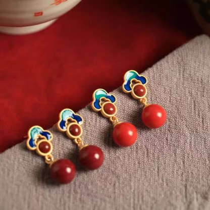 Xiangyun Purple Gold Sand Earrings