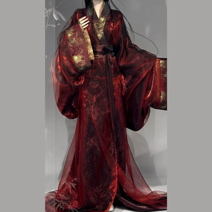 Warring States Robe Hanfu for Women Red Autumn Winter Season