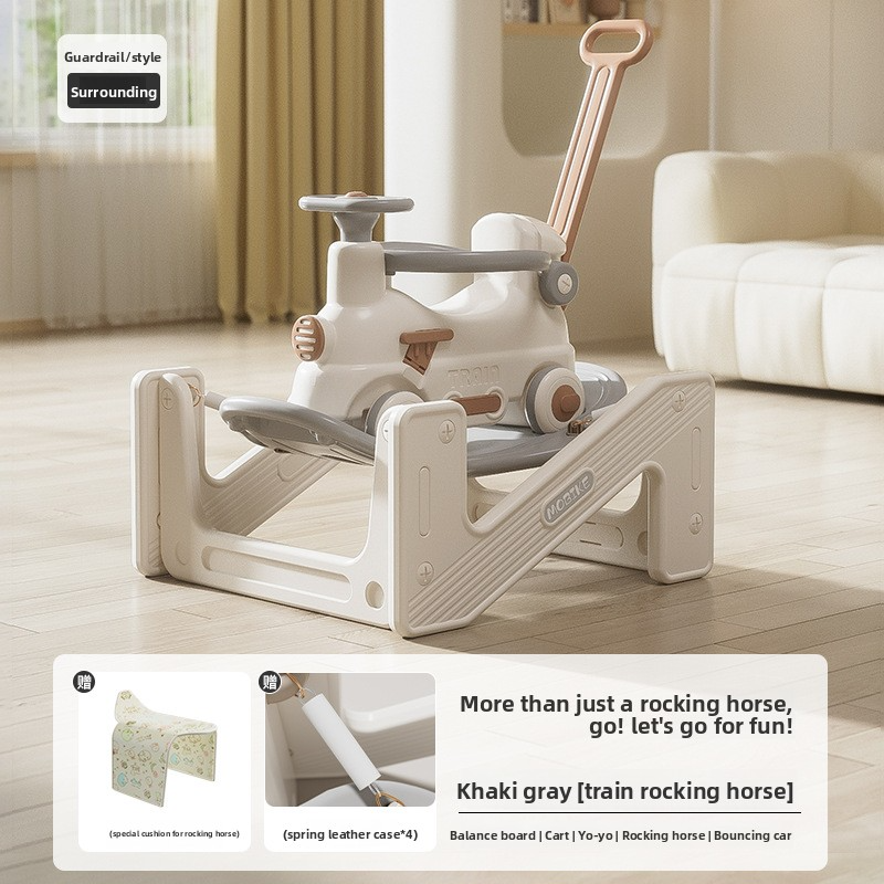 Indoor multi-functional anti-rollover toy for children, babies aged 1, infant first birthday gift, 3-in-1 rocking horse