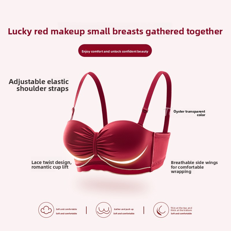 Red Underwear Set for Women in Their Zodiac Year, Small Chest Push-Up