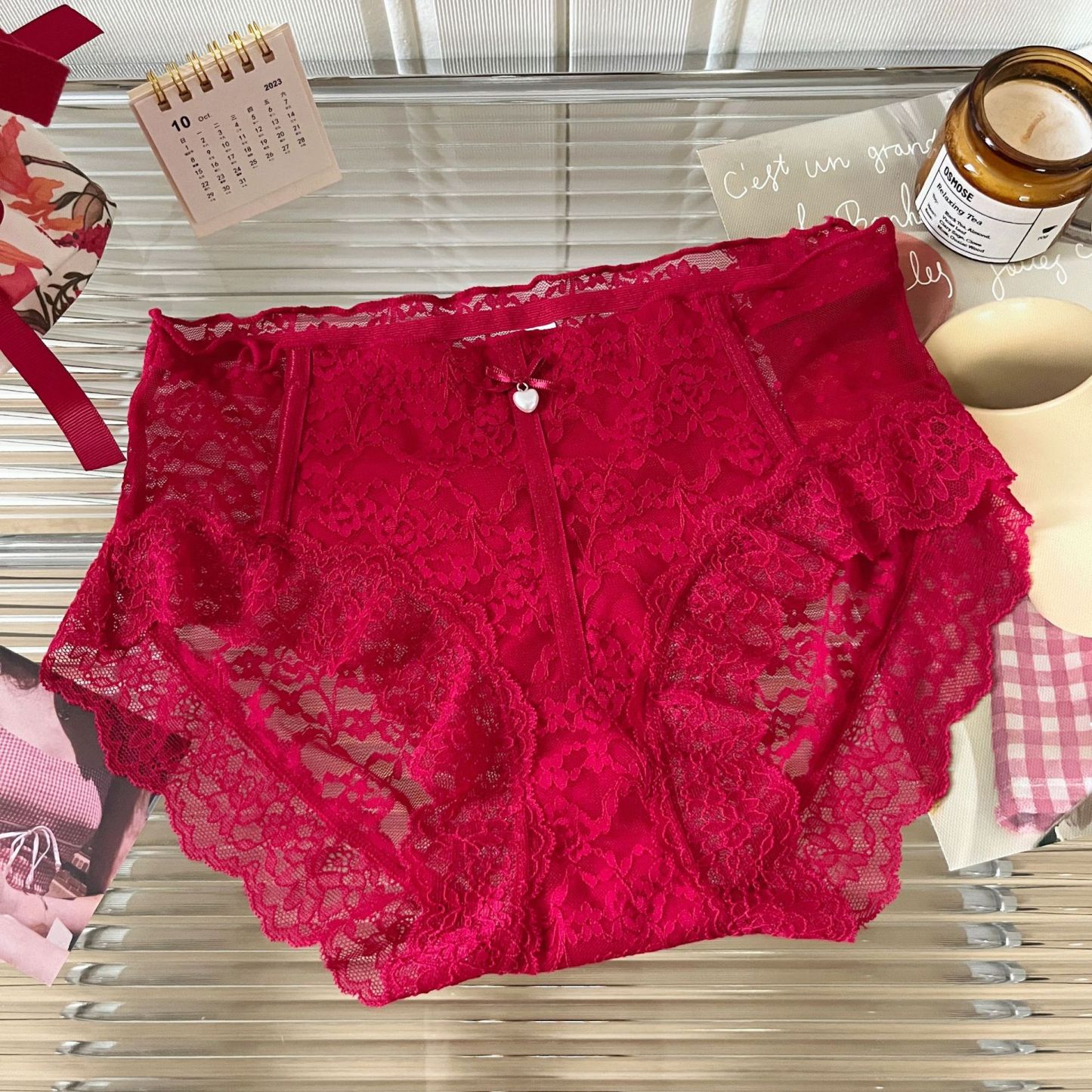 Sexy Red Zodiac Year Lace Panties for Women