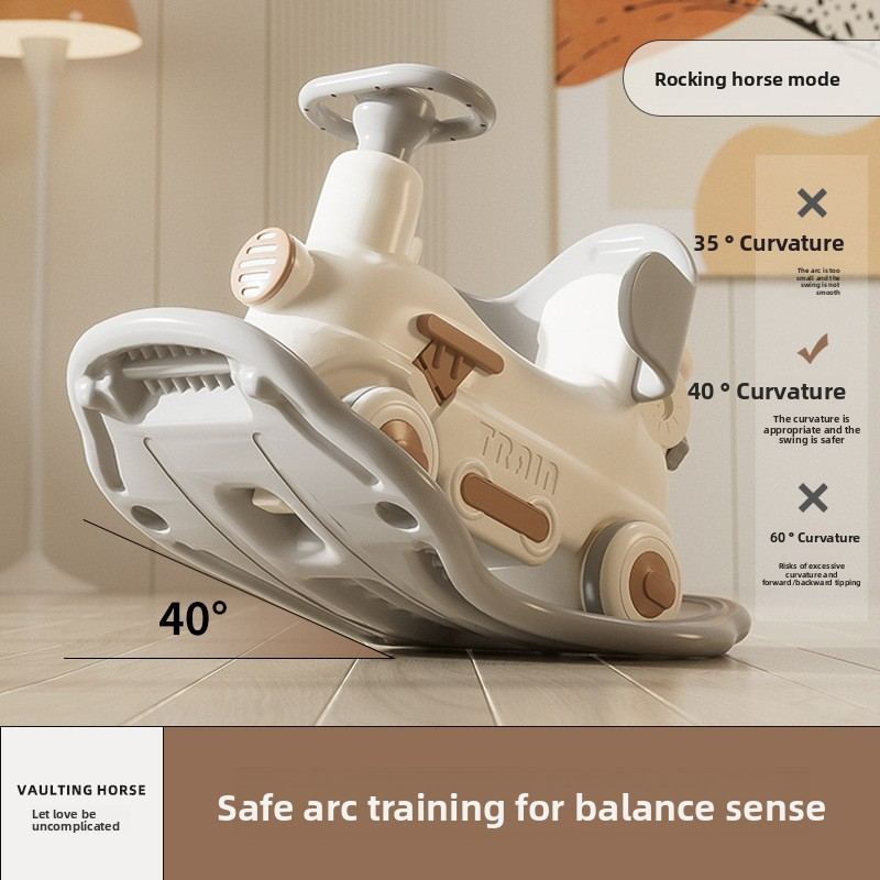 Indoor multi-functional anti-rollover toy for children, babies aged 1, infant first birthday gift, 3-in-1 rocking horse