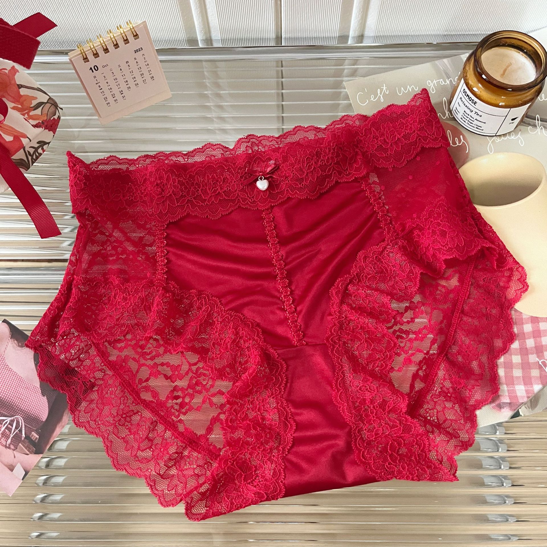 Sexy Red Zodiac Year Lace Panties for Women