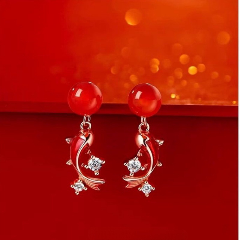 Red Koi Fish Earrings with an Elegant Feel