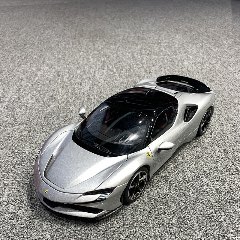 Bburago Bimeigao 1:18 SF90 Deluxe Alloy Car Model, Metal Car Model Decoration, Boys' Toy Car