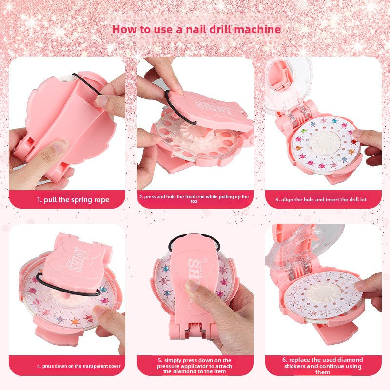 Girl's Bling Nail Drill & Dress-Up Jewelry Toy Set
