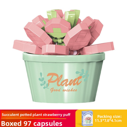 Children's educational assembling micro-particle succulent and flower potted building block model toy, boys' tulip puzzle gift