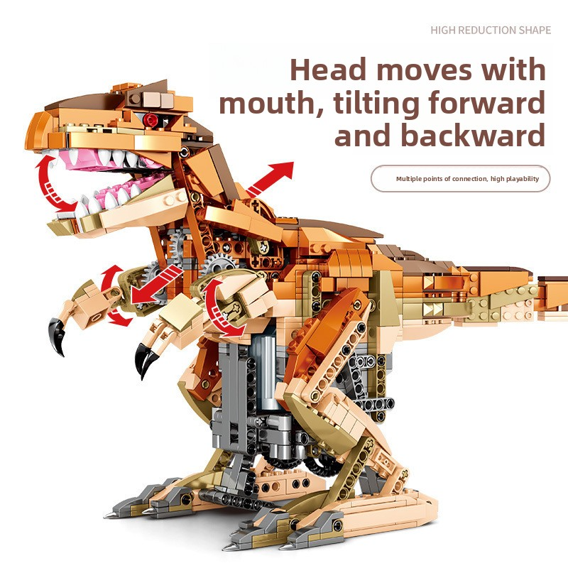 Senbao 205035 Jurassic Dinosaur World Electric Remote Control Programming T-Rex Assembly Model, a Children's Toy for Boys