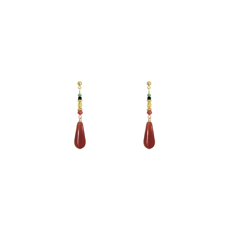 New Chinese Style Red Ear Clips for Women, Ancient Chinese Style Earrings, Non-Pierced Earrings, Accessories to Match with Mamian Skirt