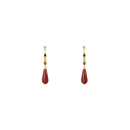 New Chinese Style Red Ear Clips for Women, Ancient Chinese Style Earrings, Non-Pierced Earrings, Accessories to Match with Mamian Skirt