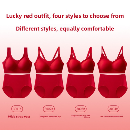 Bright Red Women's Seamless Underwear Set for Birth Year