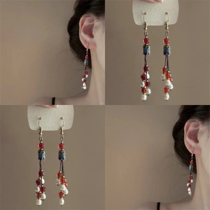 Tassel Ear Hook Earrings New Chinese Style Light Luxury High-end Feel