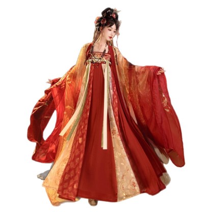 Red Hanfu for Women, Tang Dynasty Style, Improved Ancient Costume