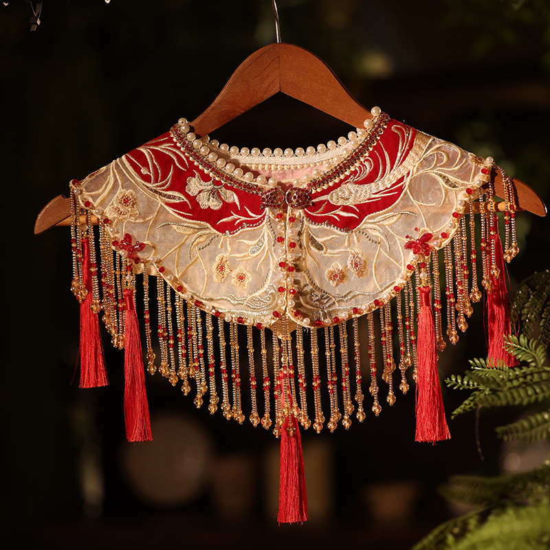 Ancient Style Cloud Shoulder Hanfu Heavy Craft Tassel Cheongsam Outerwear Fake Collar