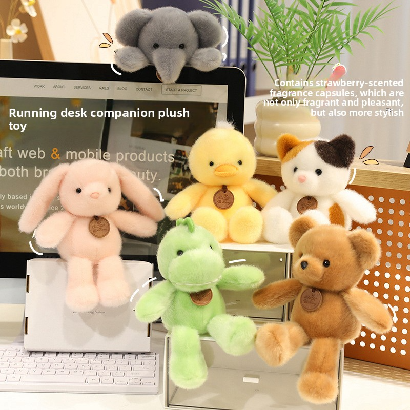 Genuine Snot Bear plush toy running doll, little bear玩偶, cute small animal doll, table companion with scented particles