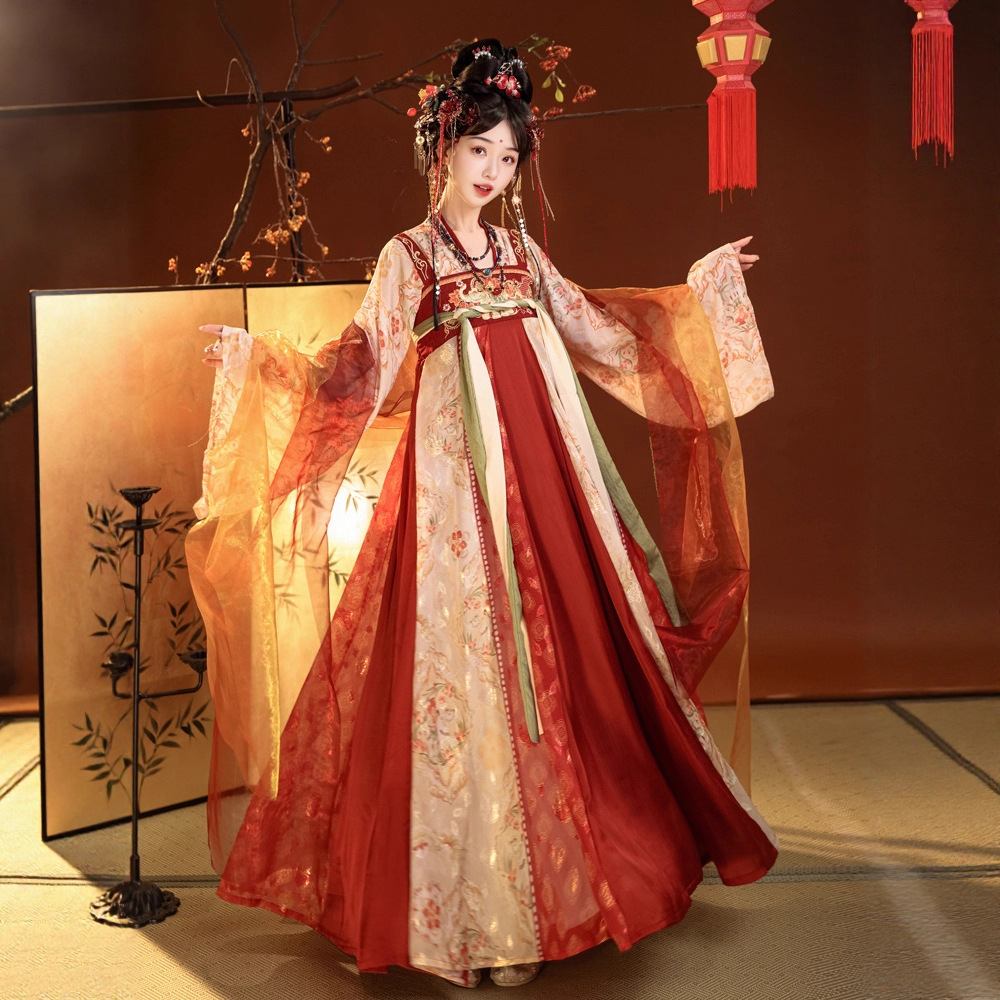 Red Hanfu for Women, Tang Dynasty Style, Improved Ancient Costume