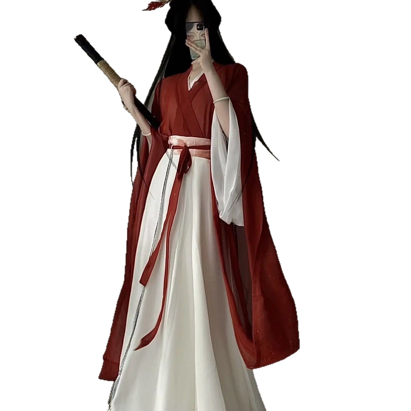 Northern and Southern Dynasties Hanfu Women's Wei Jin Style Large Sleeve Eight-Slit Skirt Set