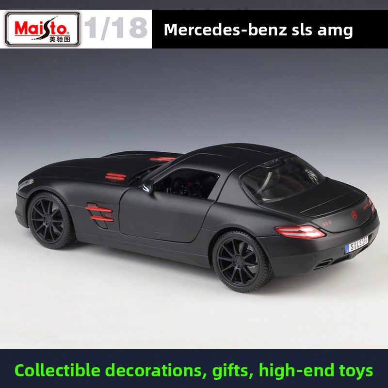 Maisto 1:18 Mercedes-Benz SLS AMG sports car simulation alloy car model finished product for collection, decoration and gift