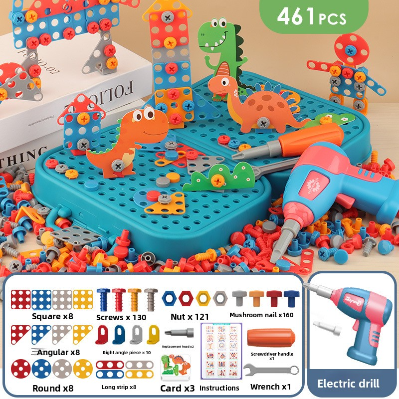 Simulation screwdriver toolbox assembly and construction children's toy electric drill DIY repair screws educational