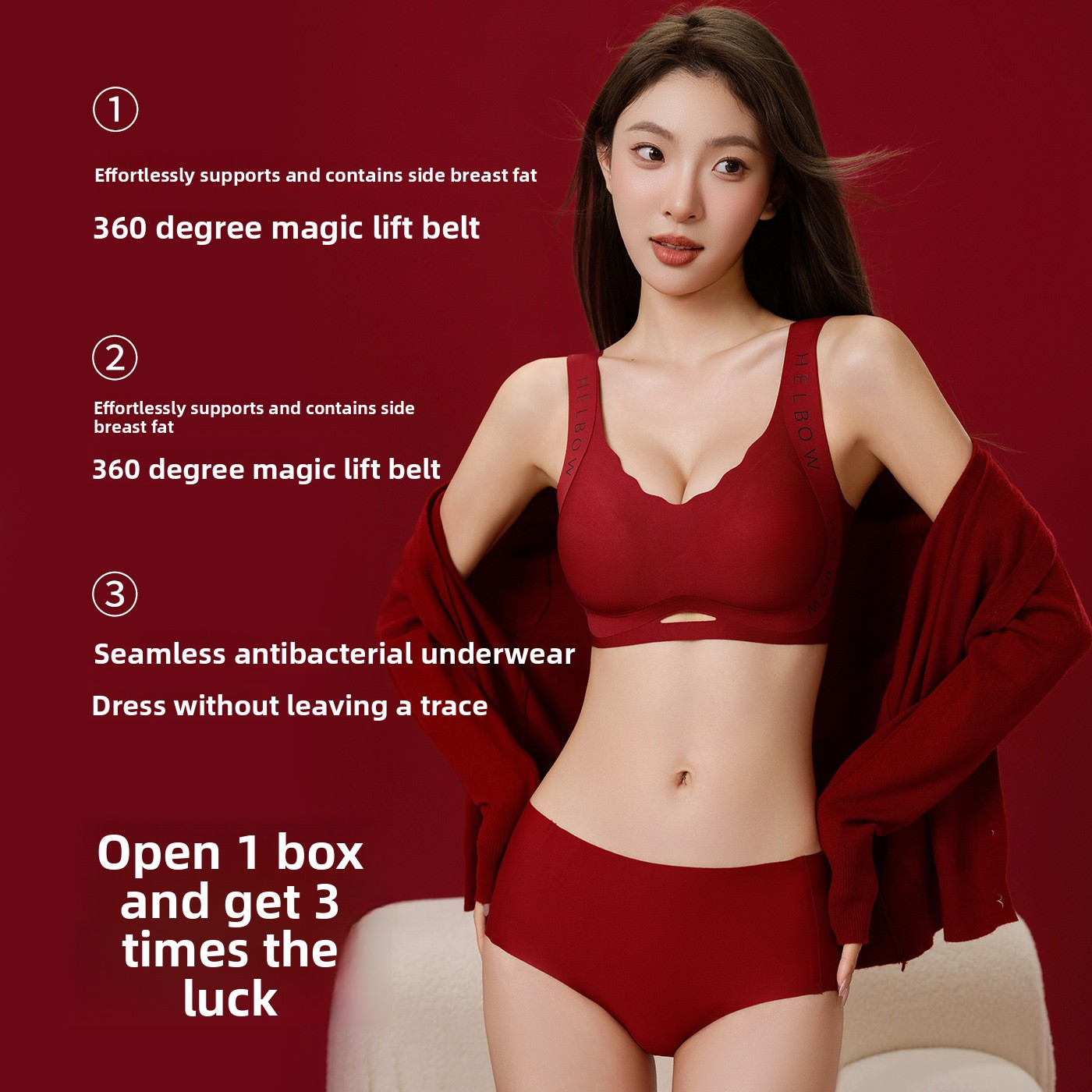 Red Underwear for Women Small Chest Push-Up 