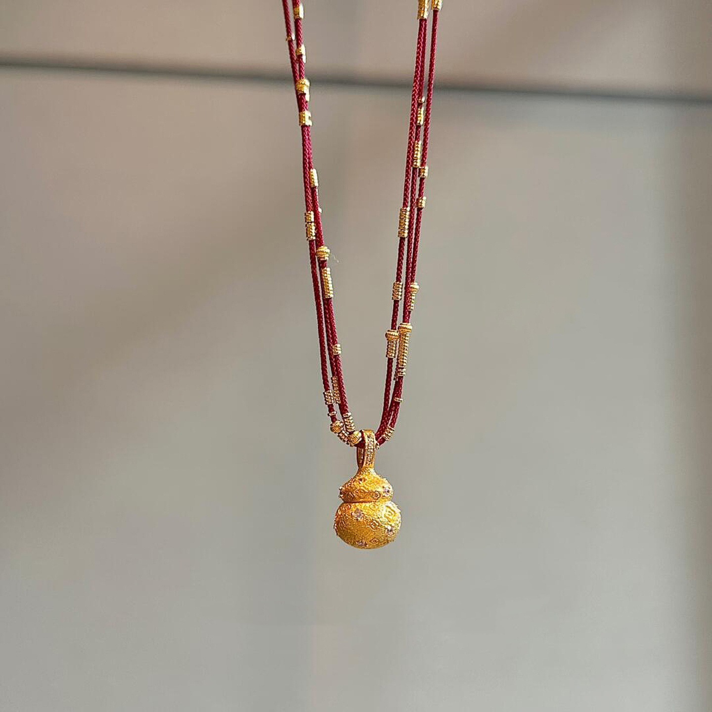 [Buy one, get three]New Chinese Style Gourd Pendant Necklace for Women Red