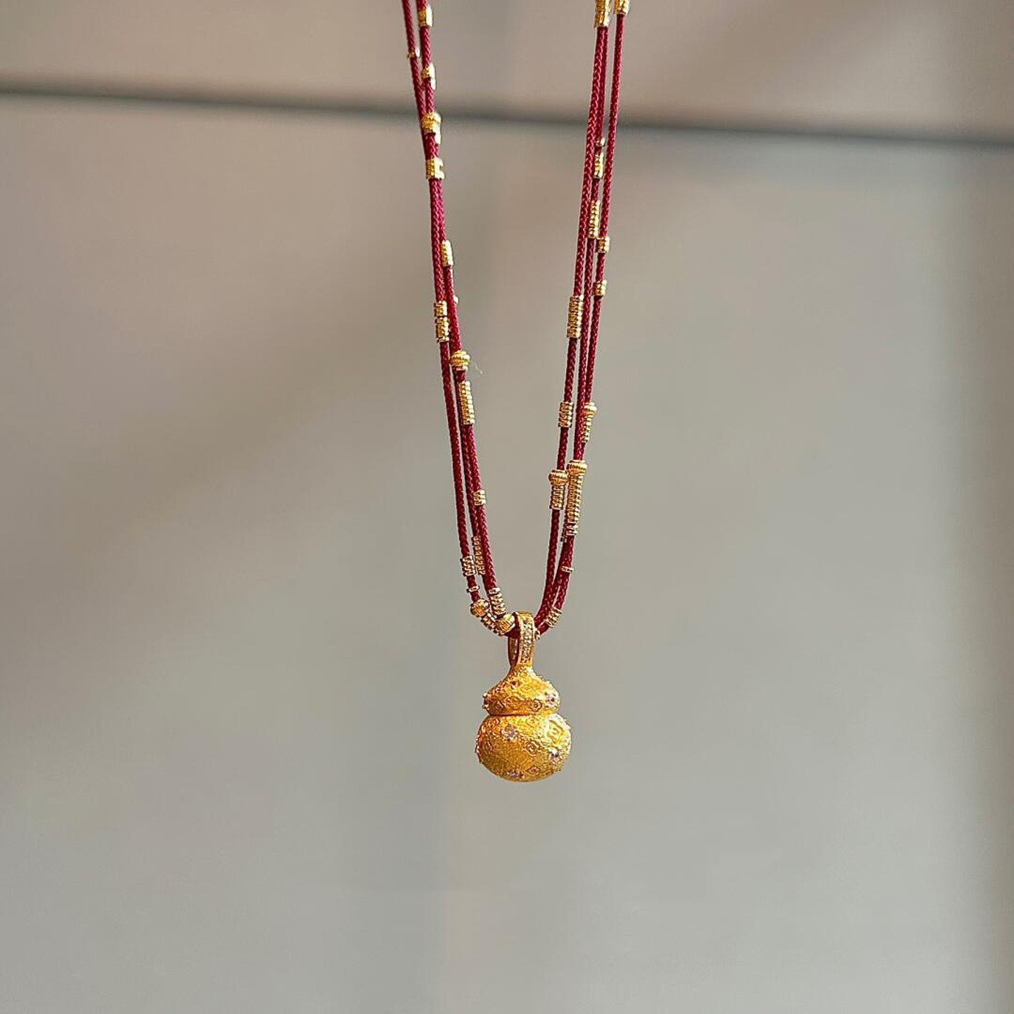 [Buy one, get three]New Chinese Style Gourd Pendant Necklace for Women Red